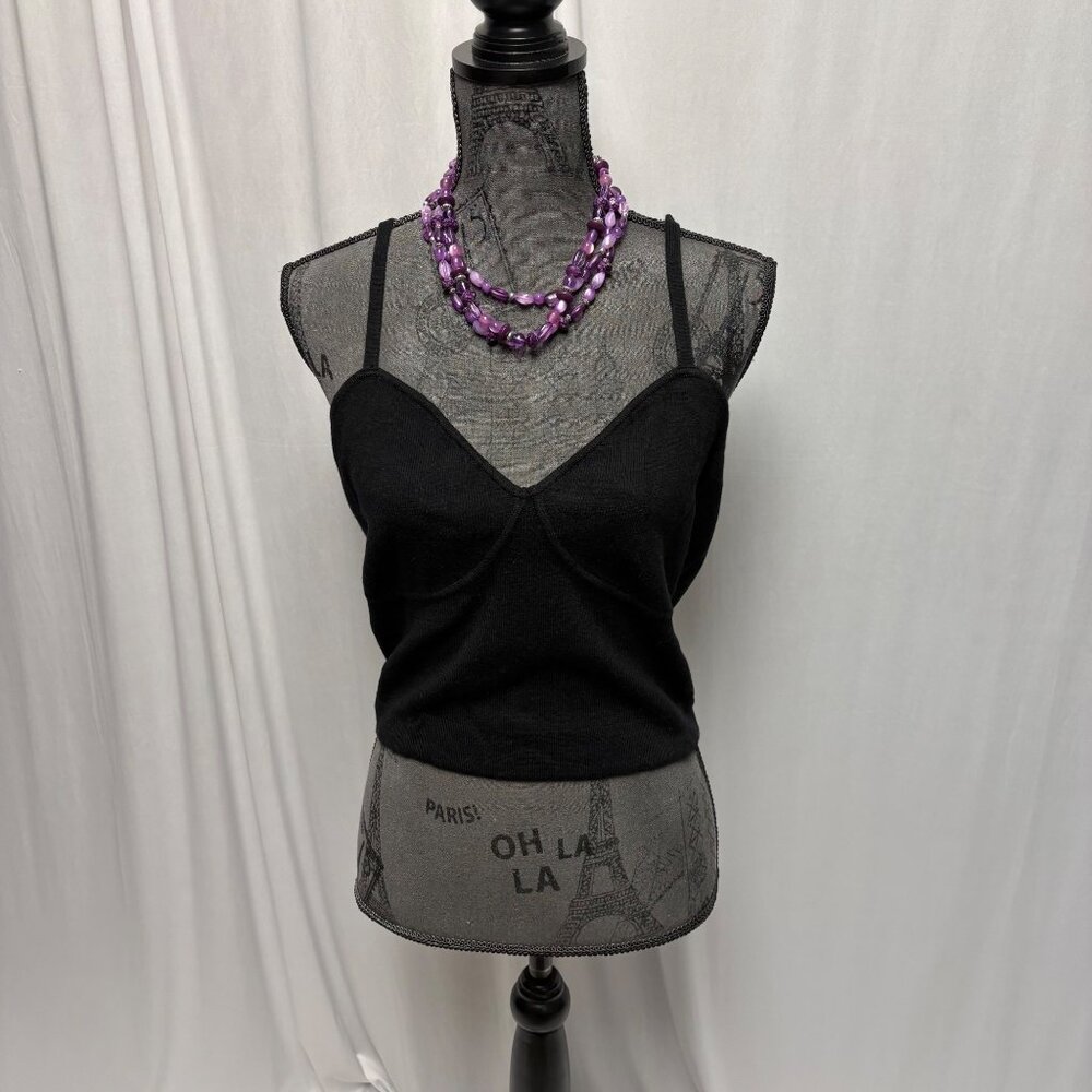 The Drop Catalina Bralette Womens Sz XXL Black Knit Camisole Top Sleeveless NEW